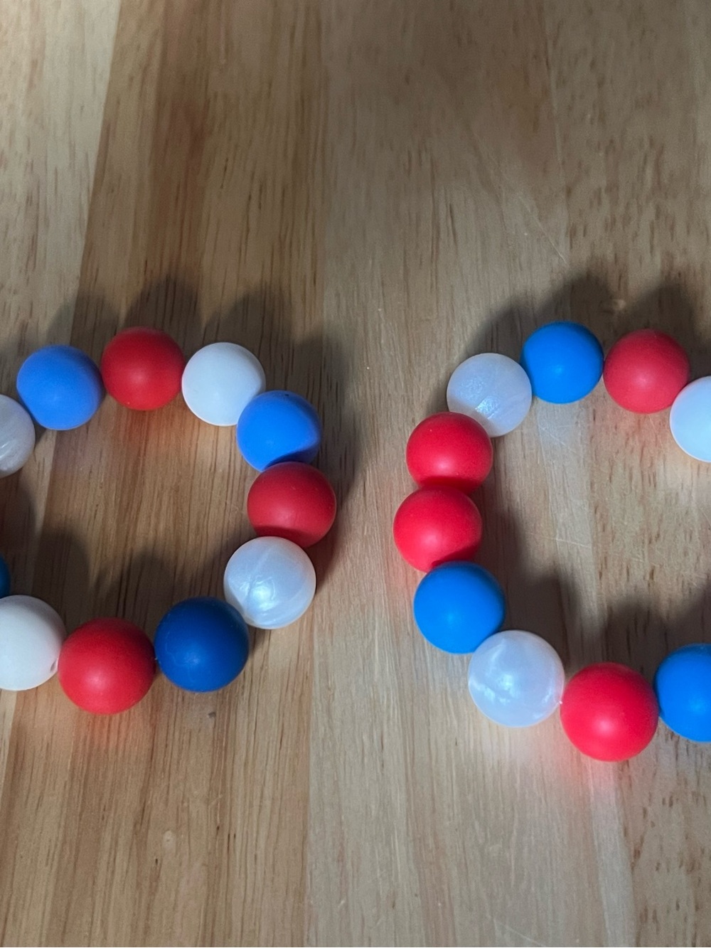 Red, White & Blue Beaded Stretch Bracelets - Set of 2 B157